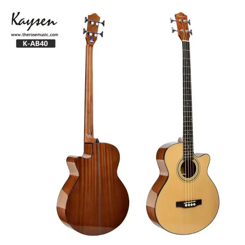 Acoustic Bass Guitar Spruce 4 Steel-Strings 43 Inches A Shape Sapele Highgloss Cutaway Tuner