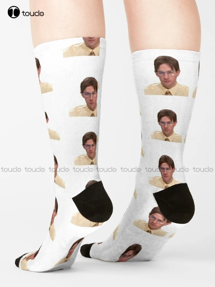 

The Office Jim Halpert Dressed Up As Dwight Socks Novelty Socks For Women Cartoon Street Skateboard Socks 360° Digital Print