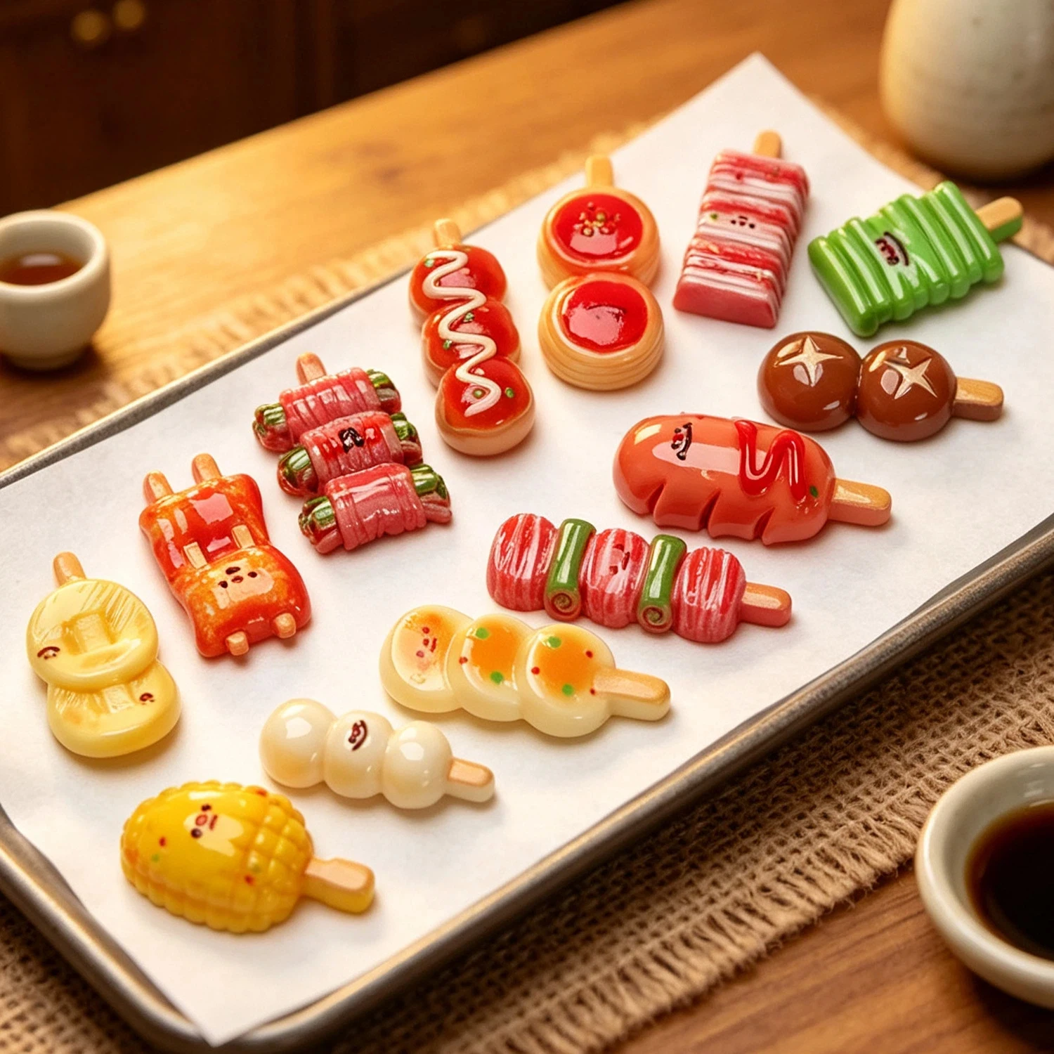 DIY Handmade Simulation Barbecue Skewers Resin Small Accessory Cream Glue Jewelry Dollhouse Ornament Miniature