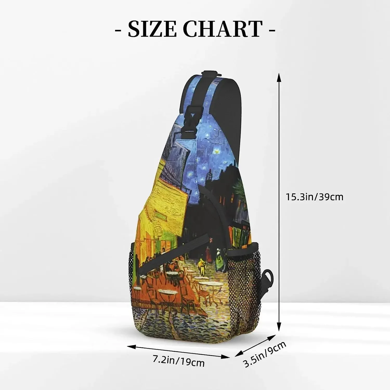 Sling Backpack Cafe Terrace At Night Multipurpose Crossbody Shoulder Bag Van Gogh Chest Daypack For Gym Travel Hiking Free Size