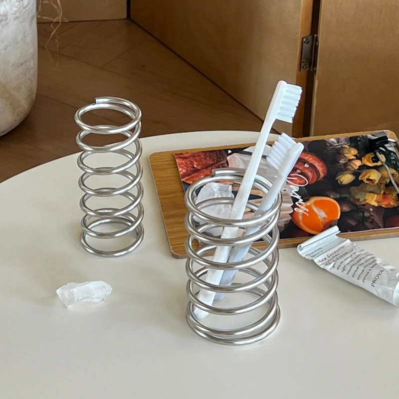 Stainless Steel Toothbrush Holder Metal Bathroom Organizer for Toothpaste Makeup Brush Storage Rack Home Bathroom Accessories image 2