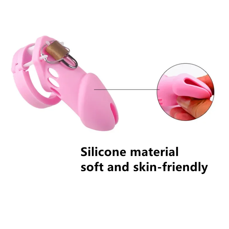 7 Colors Silicone Male Chastity Device Cock Cage Sex Toys with 5 Penis Ring Prevent Breaking Free Standard Short Cages Sex Shop