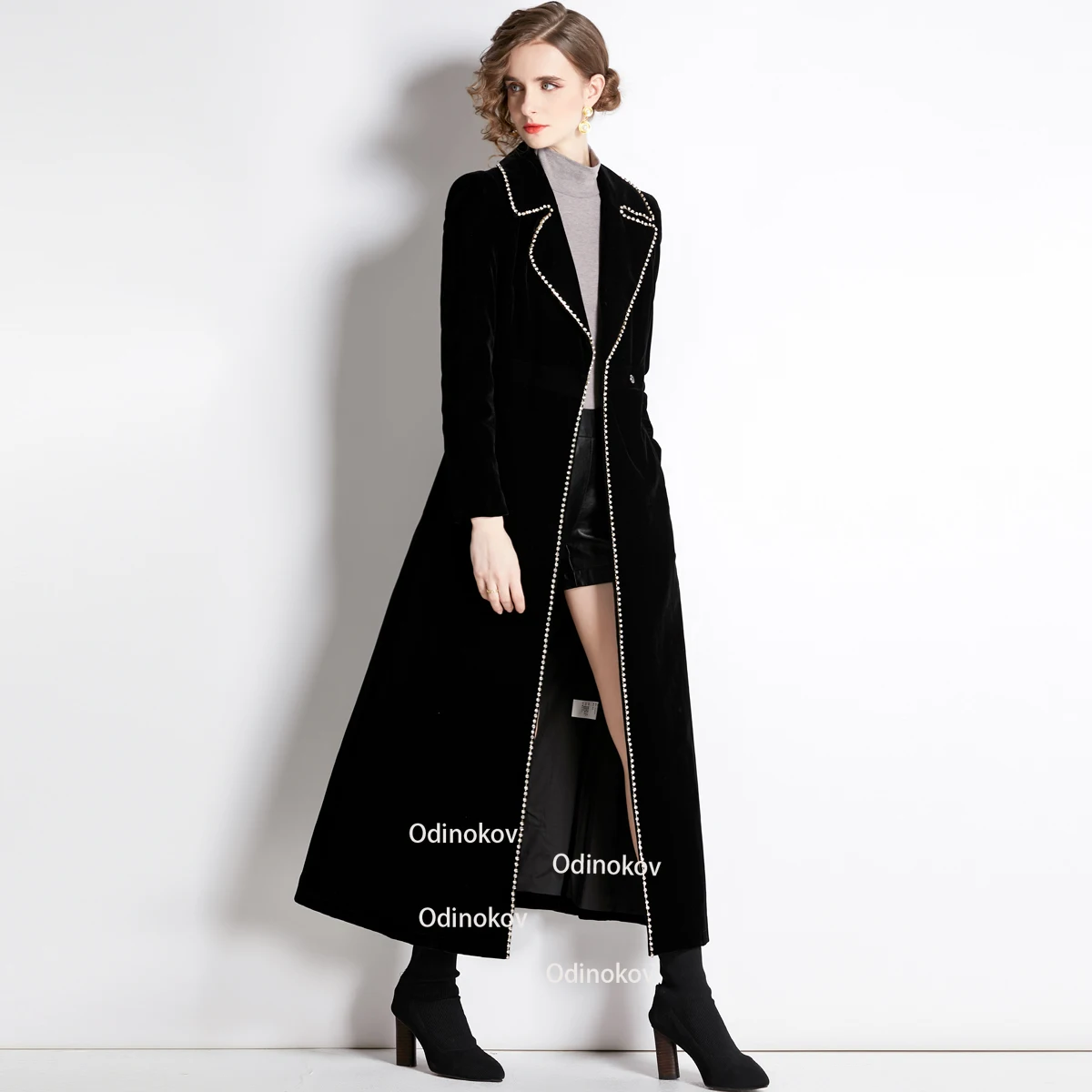 

Spring Autumn Winter Velvet Trench Coats and Jackets Women Long Skirt Sacos Mujer Abrigo