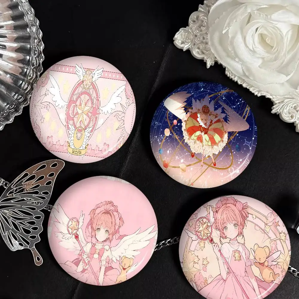 Cardcaptor Anime Sakura Creative Pins Funny Faces Round Snap-in Brooch Badge Backpack Hat Accessories Jewelry Gifts