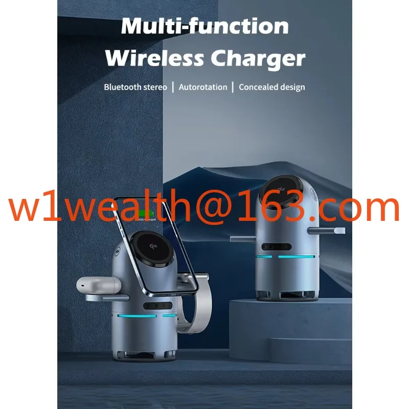 سمّاعات بلوتوث شاحن لاسلكي | قاعدة شحن سريعة 3 في 1 Qi 2.0 مع دوران يعمل باللمس وحاملات قابلة للسحب #6