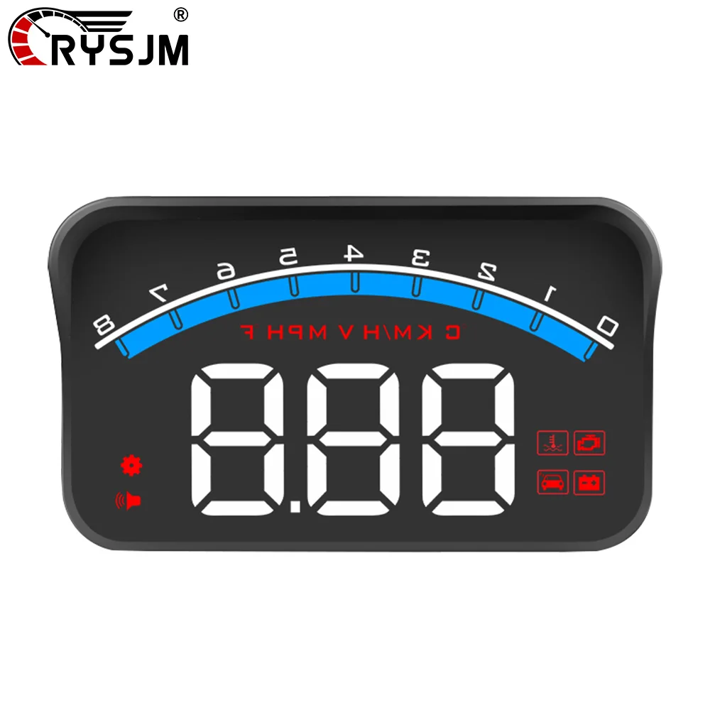 

Проекционный дисплей M6S для автомобиля на лобовое стекло (HUD) с поддержкой OBD2: скорость, обороты, температура воды, напряжение. Автоаксессуары с функцией оповещения о превышении скорости и перенапряжении.