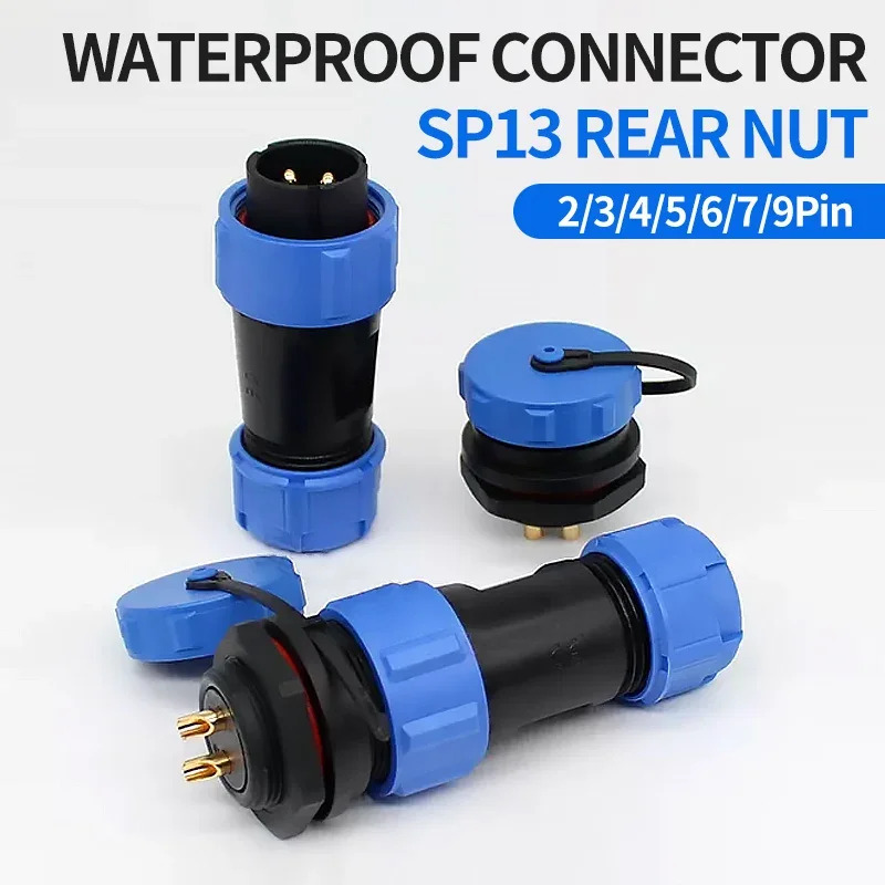 10sets SP13 Waterproof Connector IP68 2/3/4/5/6/7/9 Pin Cable Connectors Male/Female Plug And Socket Nut