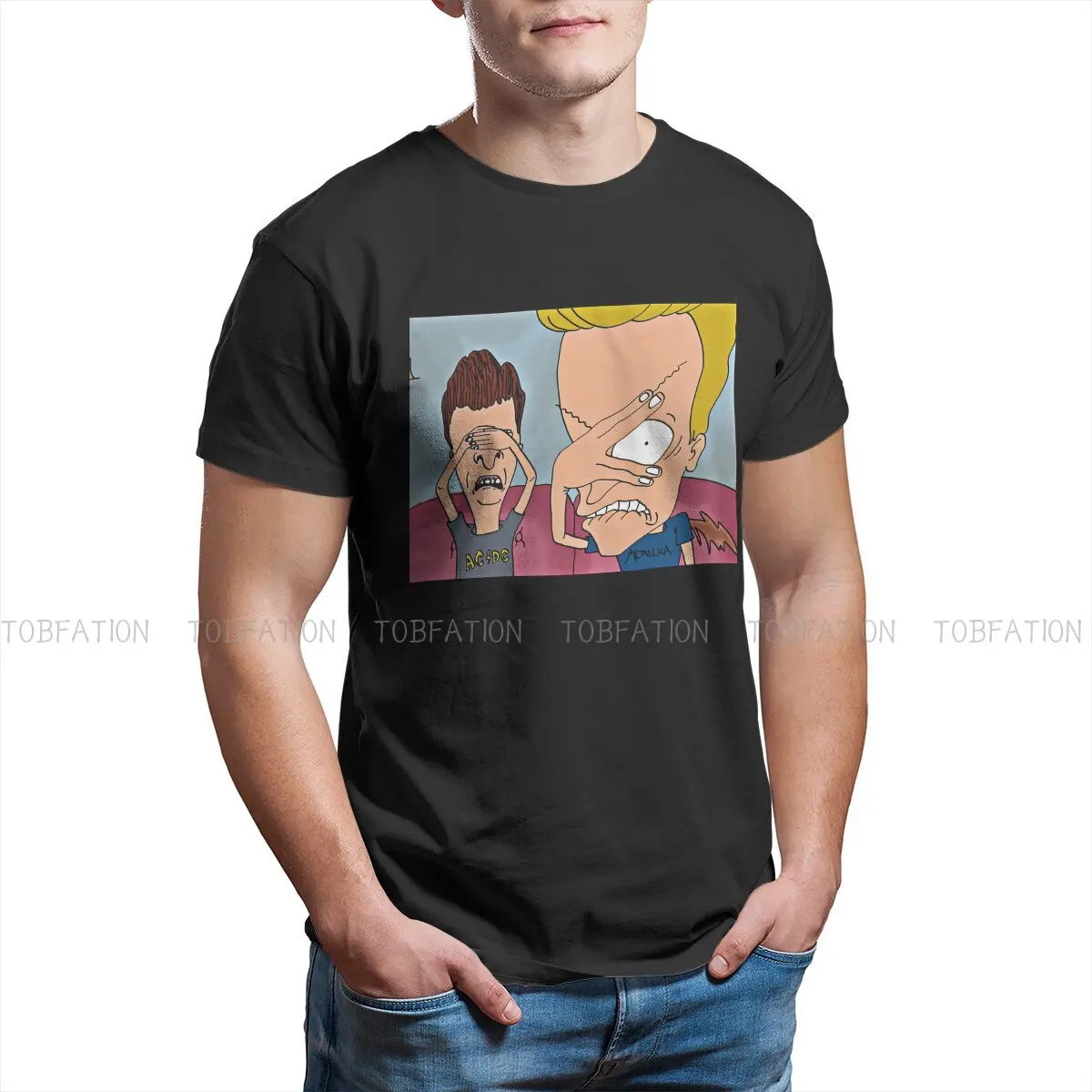 Beavis and Butthead Funny Sarcastic Cartoon Look T Shirt Goth Men Tees Summer Polyester Clothing Harajuku Crewneck TShirt