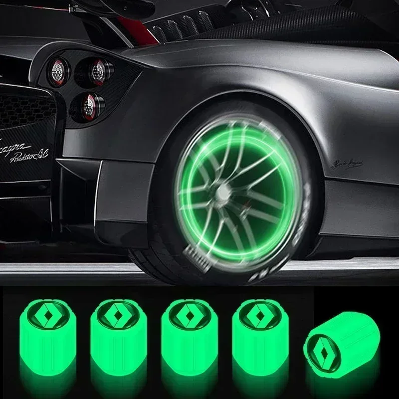 

4pcs Car Tyre Valve Stem Luminous Caps Fluorescent Decor For Renault Clio Fluence Captur Megane Koleos Kwid RS Duster Kadjar