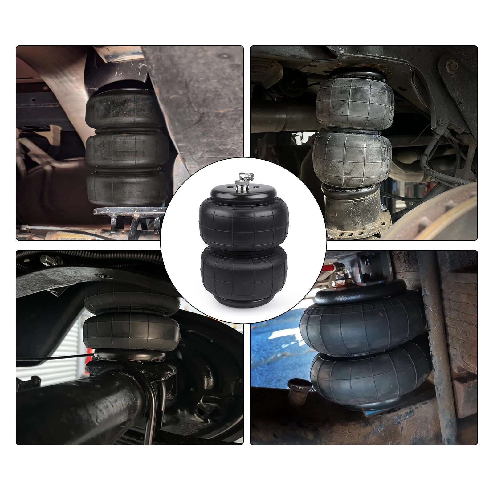 2 قطعة 2500Ib الهواء ركوب تعليق أكياس الهواء منفذ واحد 1/2 "NPT الجبهة الخلفية SS304 المطاط الربيع G الأسنان 1/2 الموضوع موصل سريع