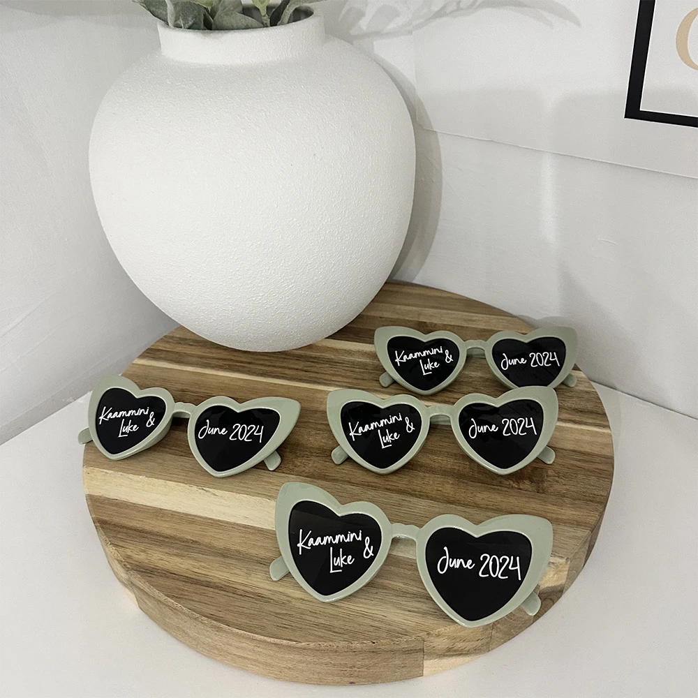 Personalised Wedding Sunglasses Custom Initials Love Heart Sunglasses Wedding Photo Prop Bridal Party Favors Bridesmaid gifts