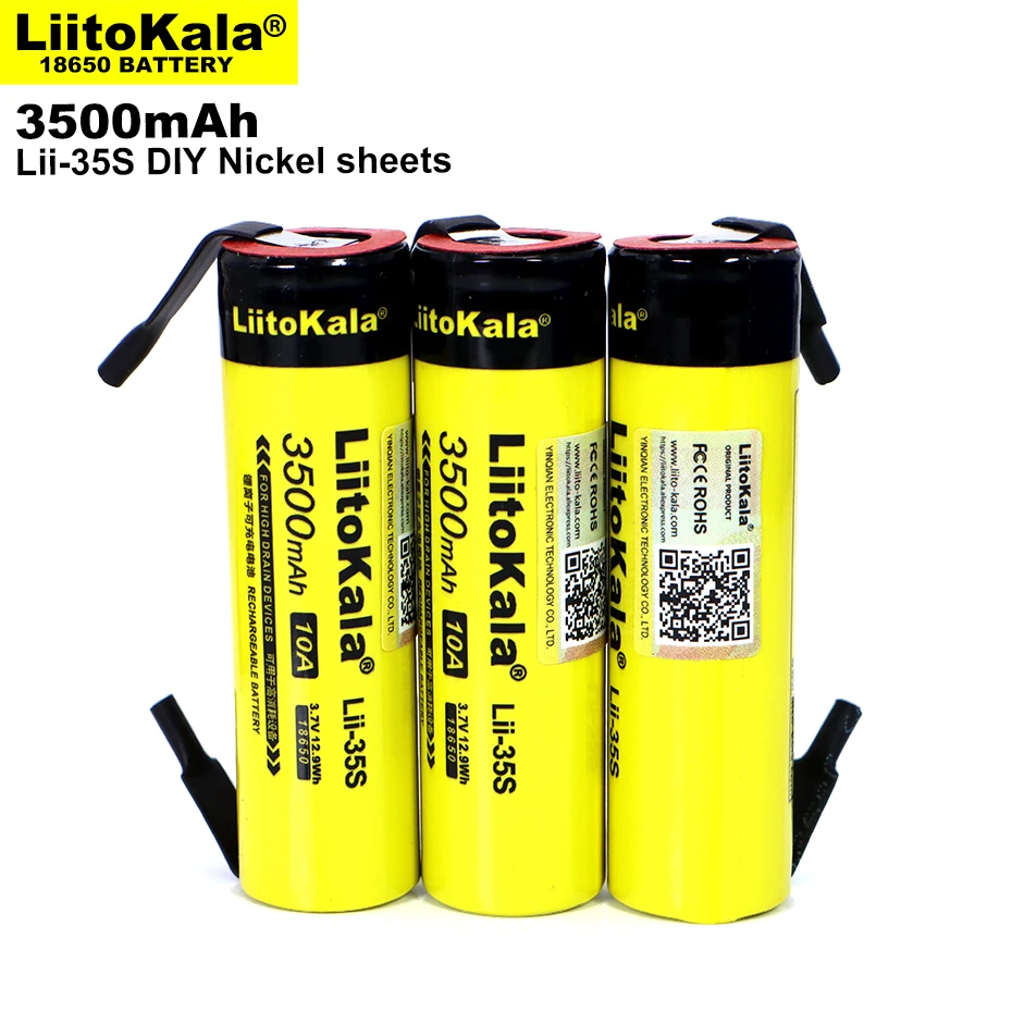 LiitoKala Lii-35S 18650 3.7V 3500mAh High Capacity Rechargeable Lithium Battery DIY Nickel