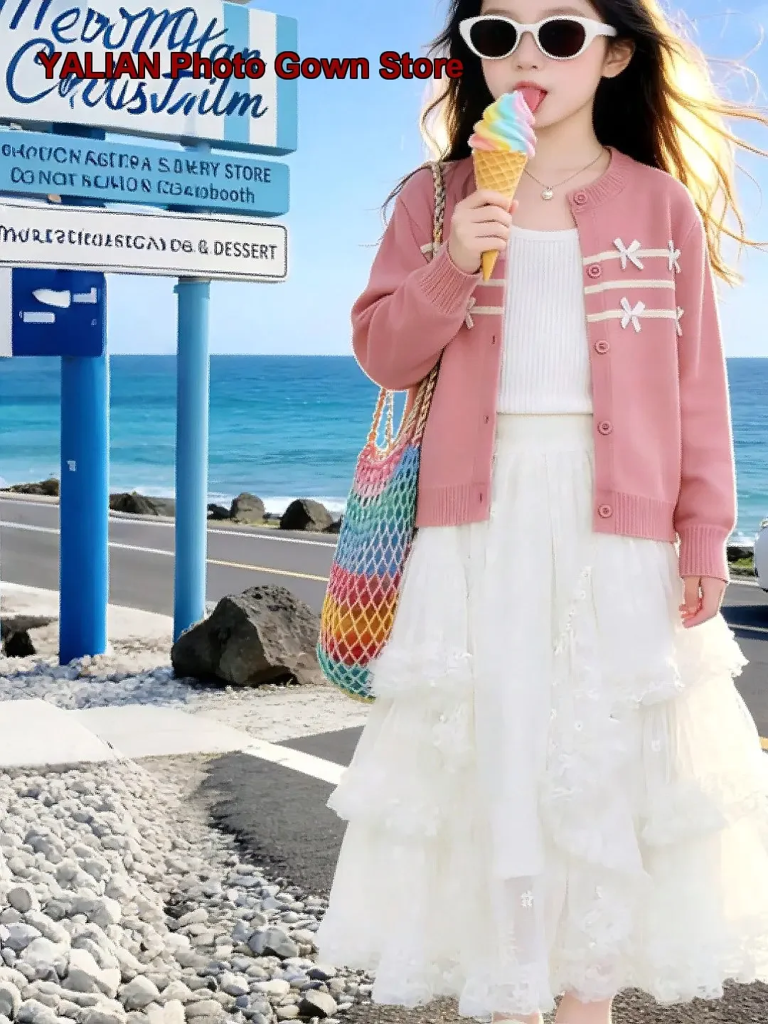 Girls Loose Fit Knit Coat Kids 2026 Spring Autumn Stylish Oversized Jacket