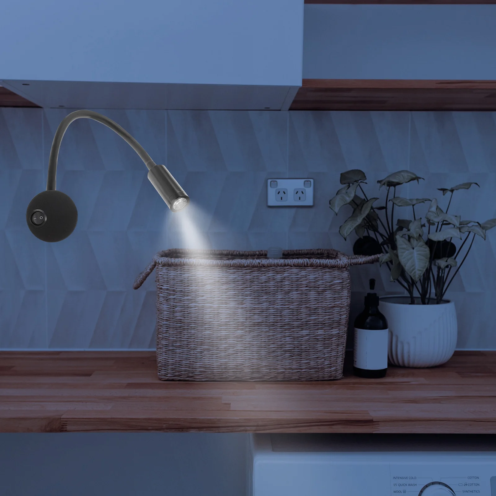 

3W LED Bedside Lamp Black Flexible Gooseneck Wall Light for Bedroom Living Room Decor Vintage Industrial Style Rope Bed Light