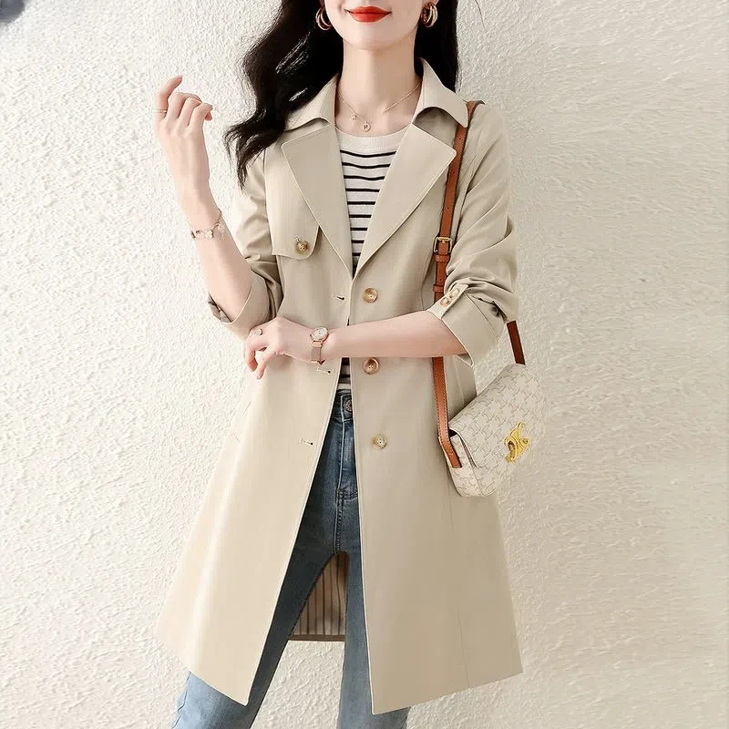 Women's Clothing Turn-down Collar Solid Color Button Up Cardigan with Coats Pockets Casual Fashiona Jackets Spring Autumn Tops