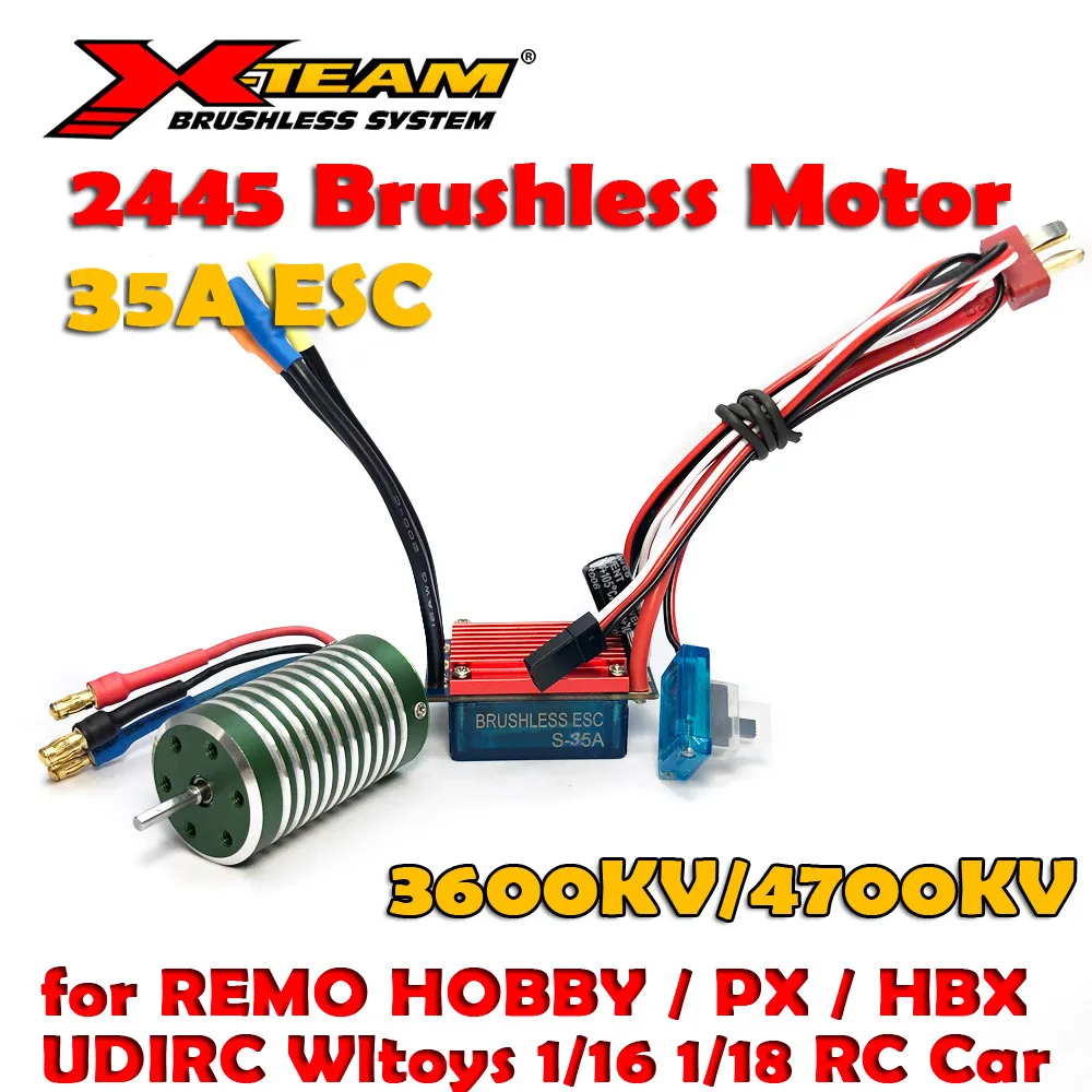 X-Team 2430 2435 2440 2445 Brushless Motor 25A 35A ESC Combo for Wltoys Traxxas E-revo XLH REMO Hobby 1/18 1/16 RC Boat Car