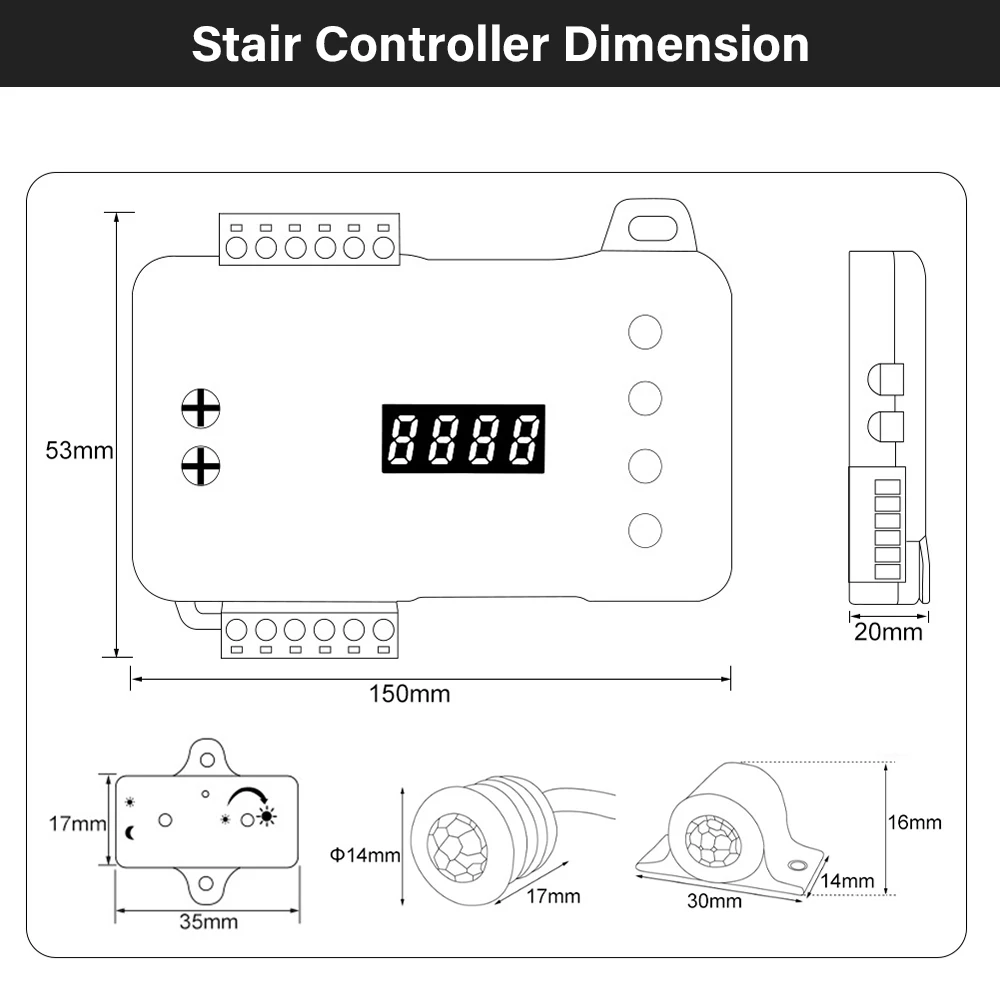 Tira de luces LED con Sensor de atenuación para escaleras, luz nocturna de movimiento interior, DC12V, COB