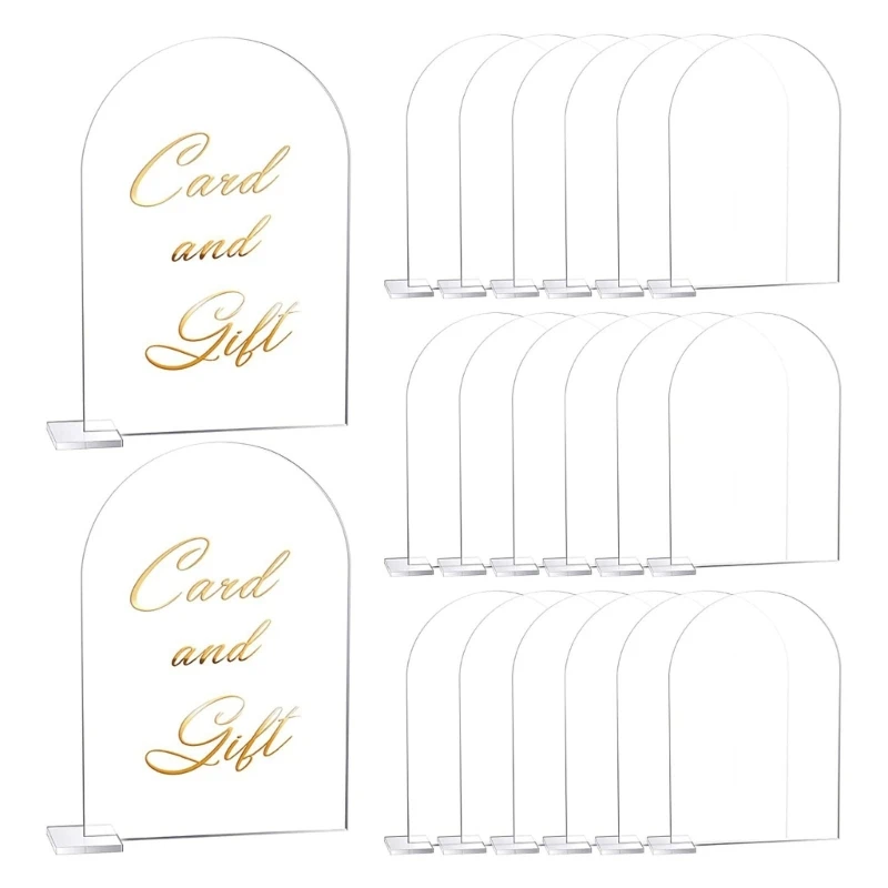 

20 Sets/lot Transparent Blank Arched Square Bottom Acrylic Wedding Table Signs Diy Wedding Party Table Signs