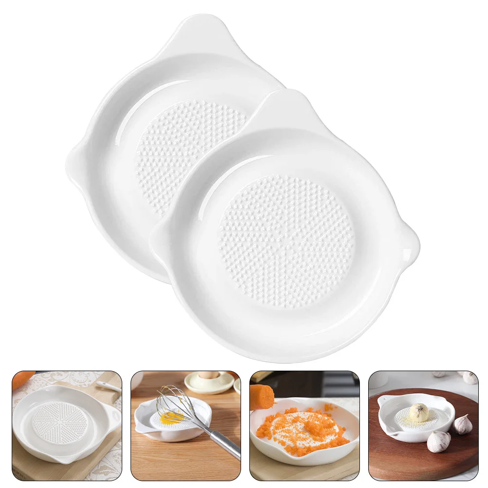 

2Pcs Multi-Function Ceramic Garlic Grinder Food Grinding Tool Wear-Resistant Ginger Grater Kitchen Supply Complementary Food