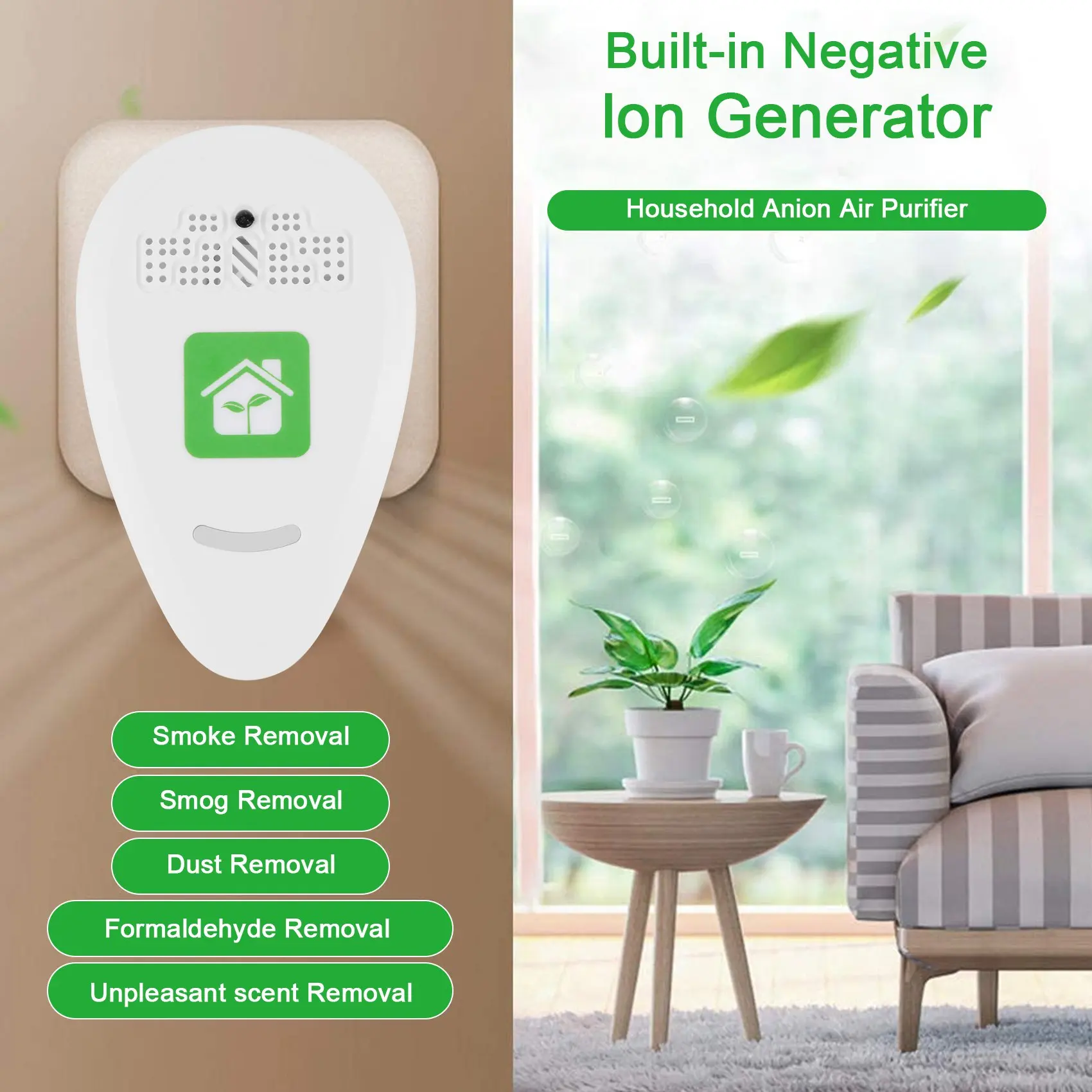 Plug In Luchtreiniger Mini Draagbare 5-12 Miljoen Negatieve Ion Luchtreiniger Voor Slaapkamer Keuken Badkamer Kantoor Uk Plug