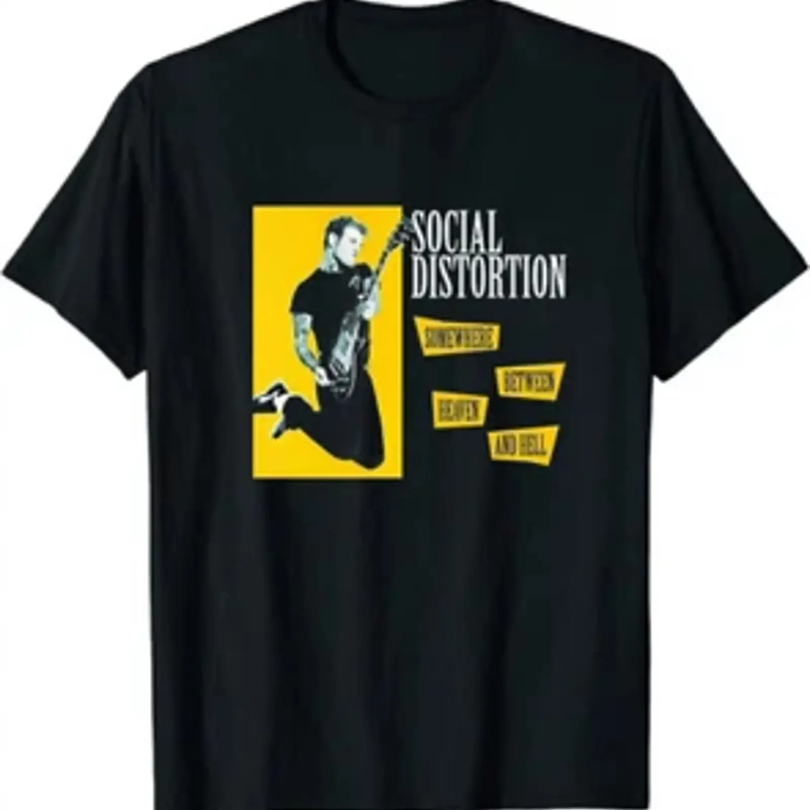 Social Distortion Somewhere Between Heaven And Hell Classic T shirt vintage Washed graphic Casual Versatile streetwear Unisex