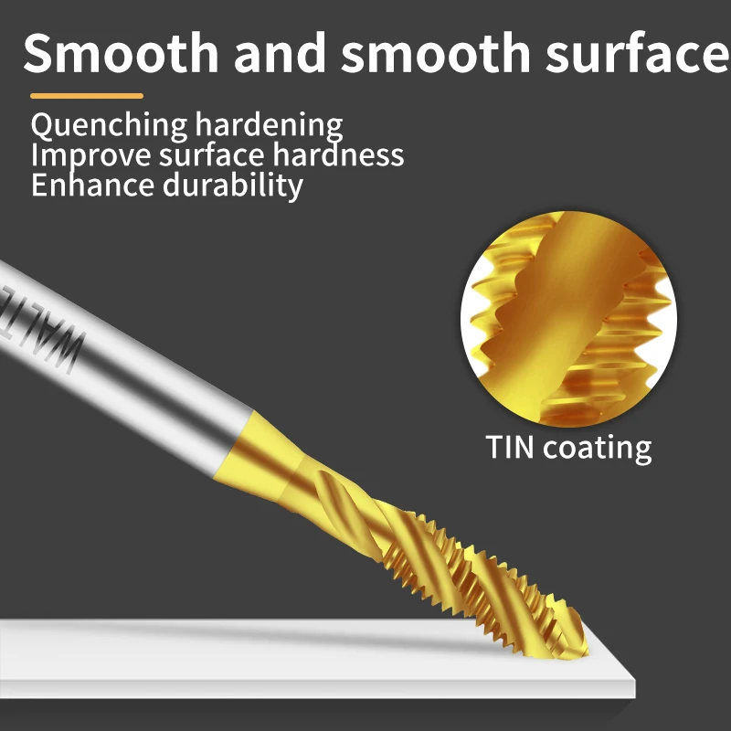 HSSE-M35 JIS Standard Insert With TIN Long Shank 100MM STI Spiral Fluted Tap ST M2 M2.5 M3 M4 M5 M6 Machine Screw Thread Taps