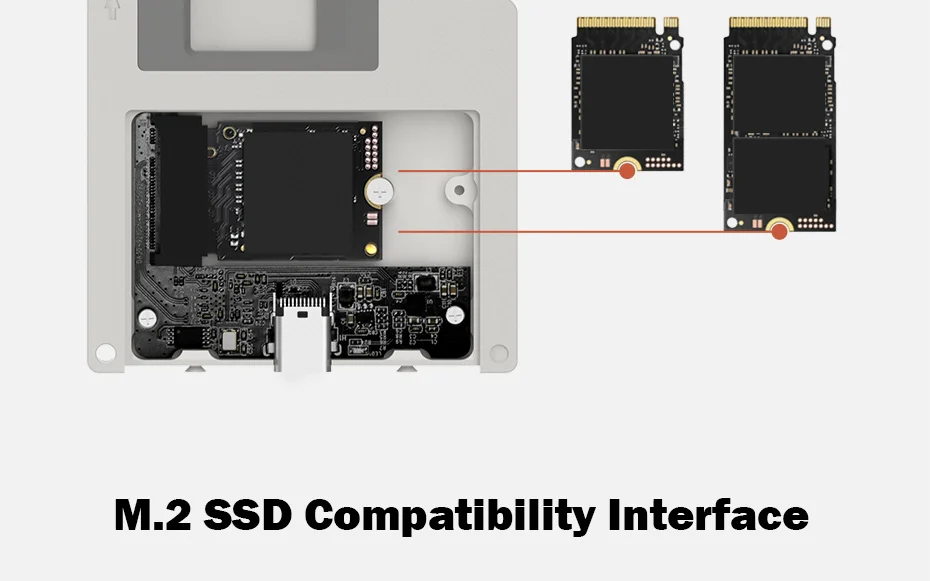 Compatibilidad de carcasa SSD M.2 NVMe con formatos 2230 y 2242
