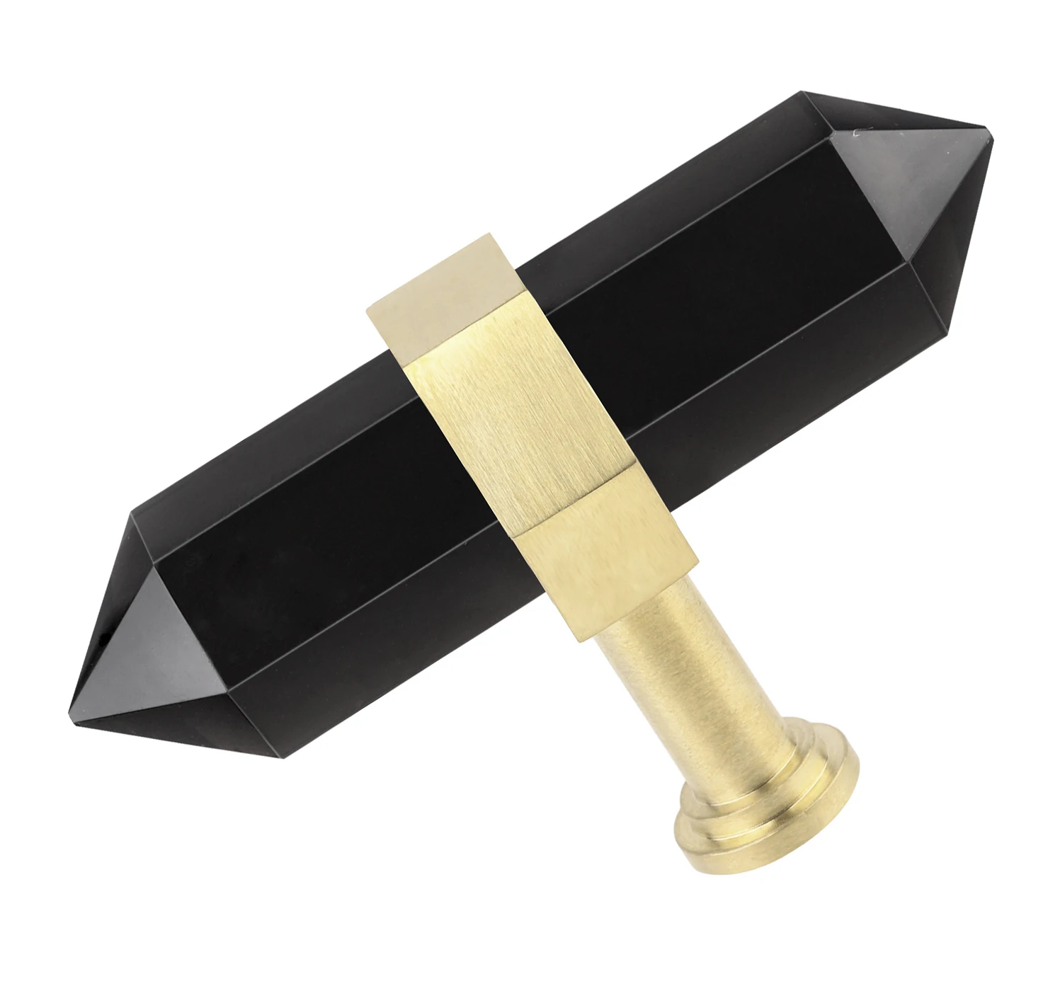 

Natural Crystal Stone Double-Pointed Wand Drawer Cabinet Pulls Knobs Door Brass Handle Hanging Hooks Furniture Decor