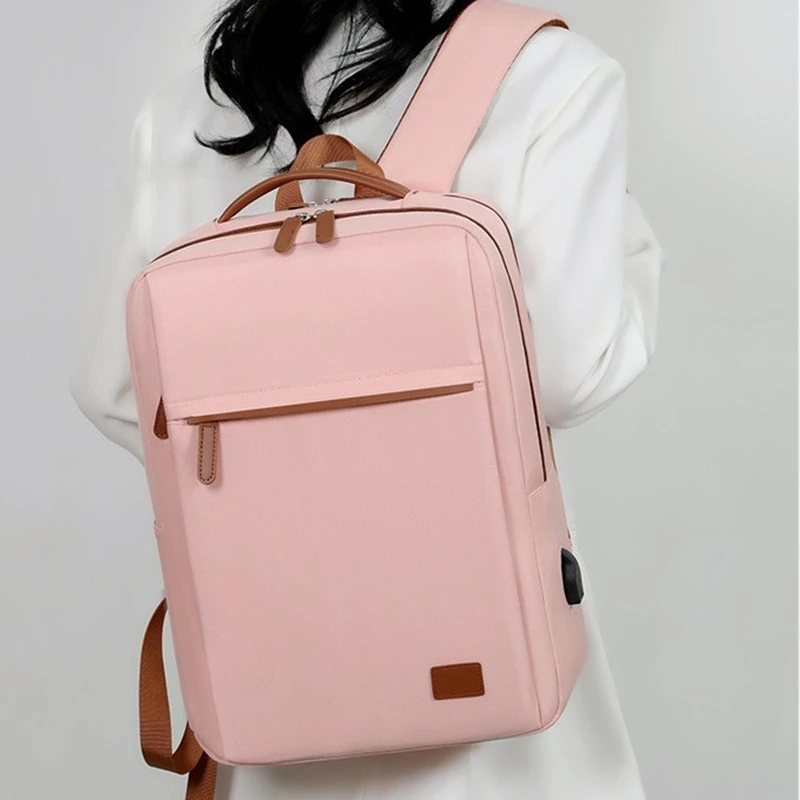 Female Large Capacity Backpack College Computer Bag Travel Book Bags with Luggage Strap Oxford Cloth Laptop Backpack