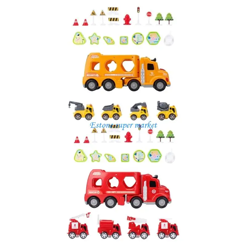 

090B Sliding Engineering Car For Kids Develop Fine Motor Skill with Jointed Design Misting Play Vehicle Learning Toy