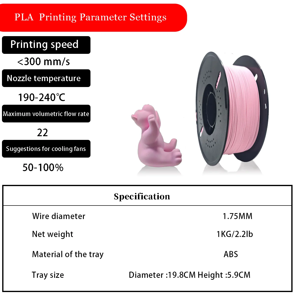 

PLA Sakura Pink 3D printing consumables, ABS material, cost-effective, roller design, continuous printing