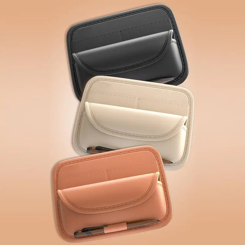 PU Leather Car Glasses Case Card Clip Multi-Purpose Automobile Sun Visor Glasses Case Sunglasses Holder Car Interior Accessories