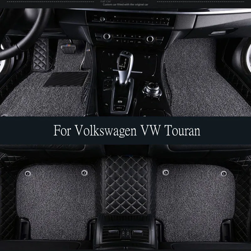 Car Floor Mat for Volkswagen VW Touran 5T 2016~2023 2017 Waterproof Foot TPE Liner Carpet Interior Pad Custom Cover trunk mat