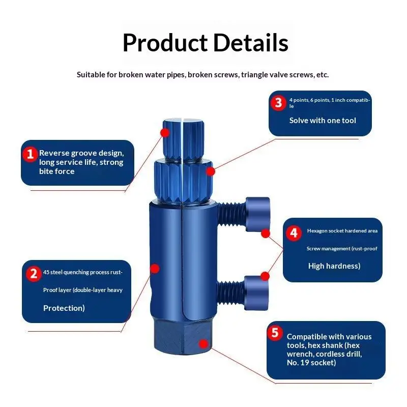 【BA】Broken Pipe Thread Extractor For Half 3 Quarter One Inch DN15 20 25 Pipes Removes Broken Threads In Faucet Valves