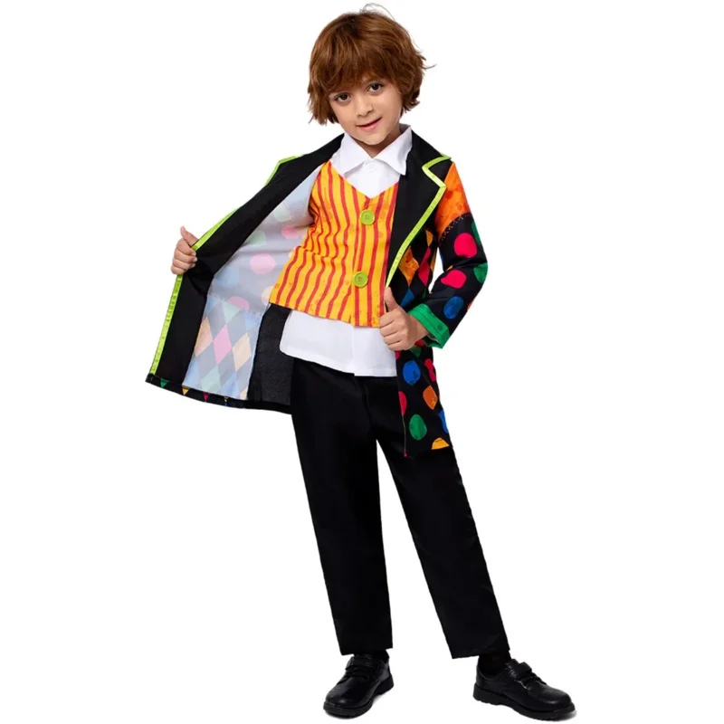 Costume da pagliaccio bambino spaventoso Halloween Kids Evil Clown Cosplay Outfit Horror Theme Party Fancy Dress Up Costume Mask