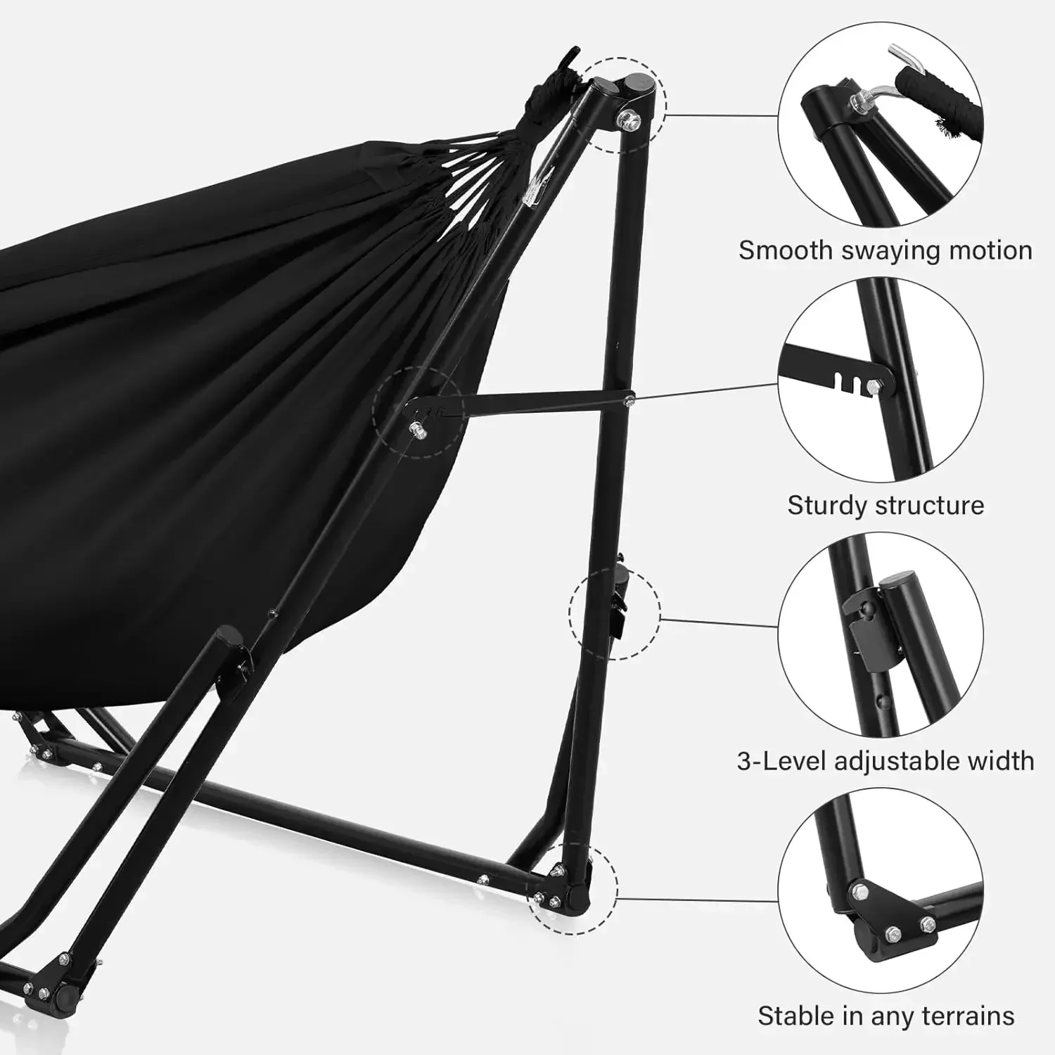 

2 in 1 Hammock with Stand, Outdoor Hammock Swing Chair with Portable Heavy Duty Stand, Multi-Functional Hammock Stand