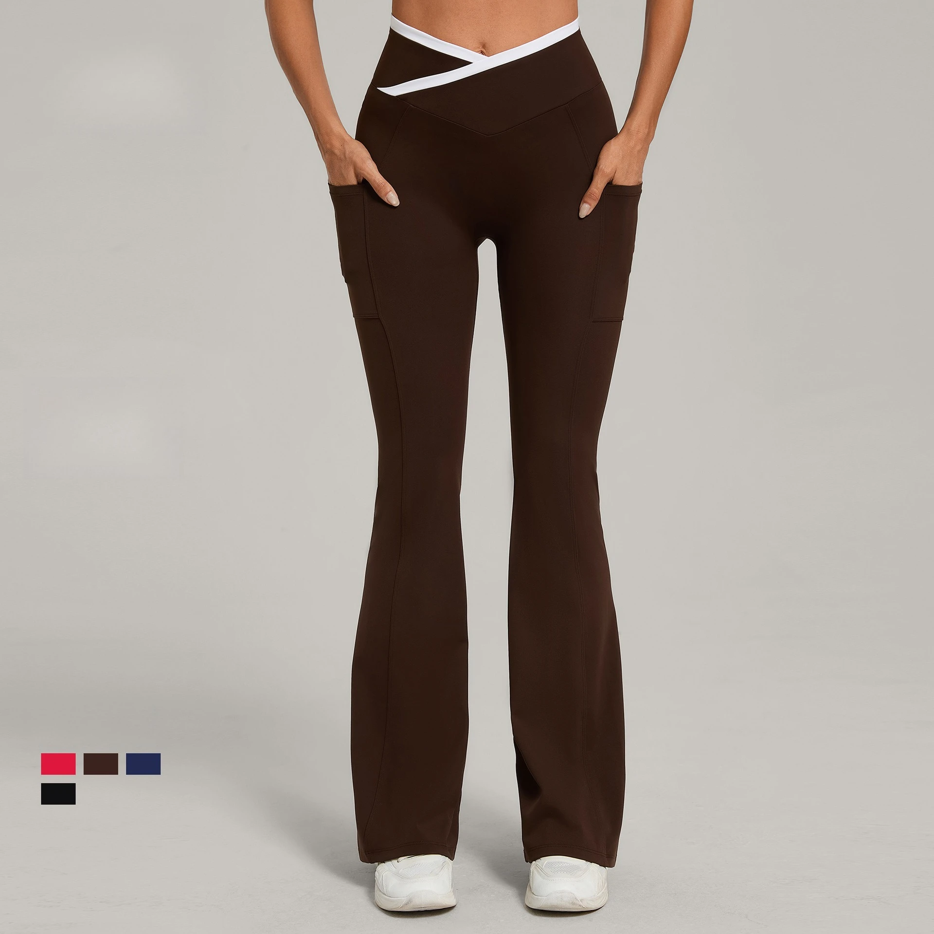 patchwork-cross-high-waist-gym-flare-leggings-women-yoga-pants-with-pocket-scrunch-bum-sport-tights-female-fitness-trousers-2026