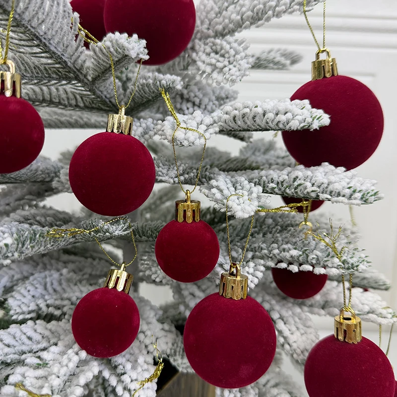 New 44pcs Christmas Decorations Scene Decoration Christmas Ball Plant Velvet Christmas Tree Pendant