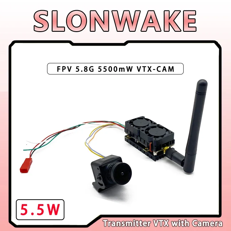 

SLONWAKE 5.8G 5.5W high power VTX Transmitter and Camera adapter adjustable power aerial photography FPV drone Support TBS