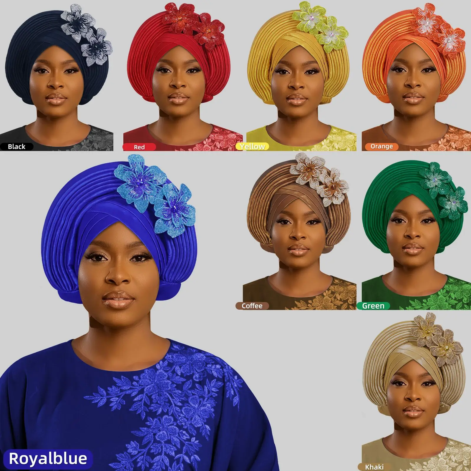 

Новая африканская шапка-тюрбан для женщин, мусульманская традиционная мятая аппликация, платок, хиджаб, шляпа, повязка на голову, Нигерия, свадебные гелевые платки