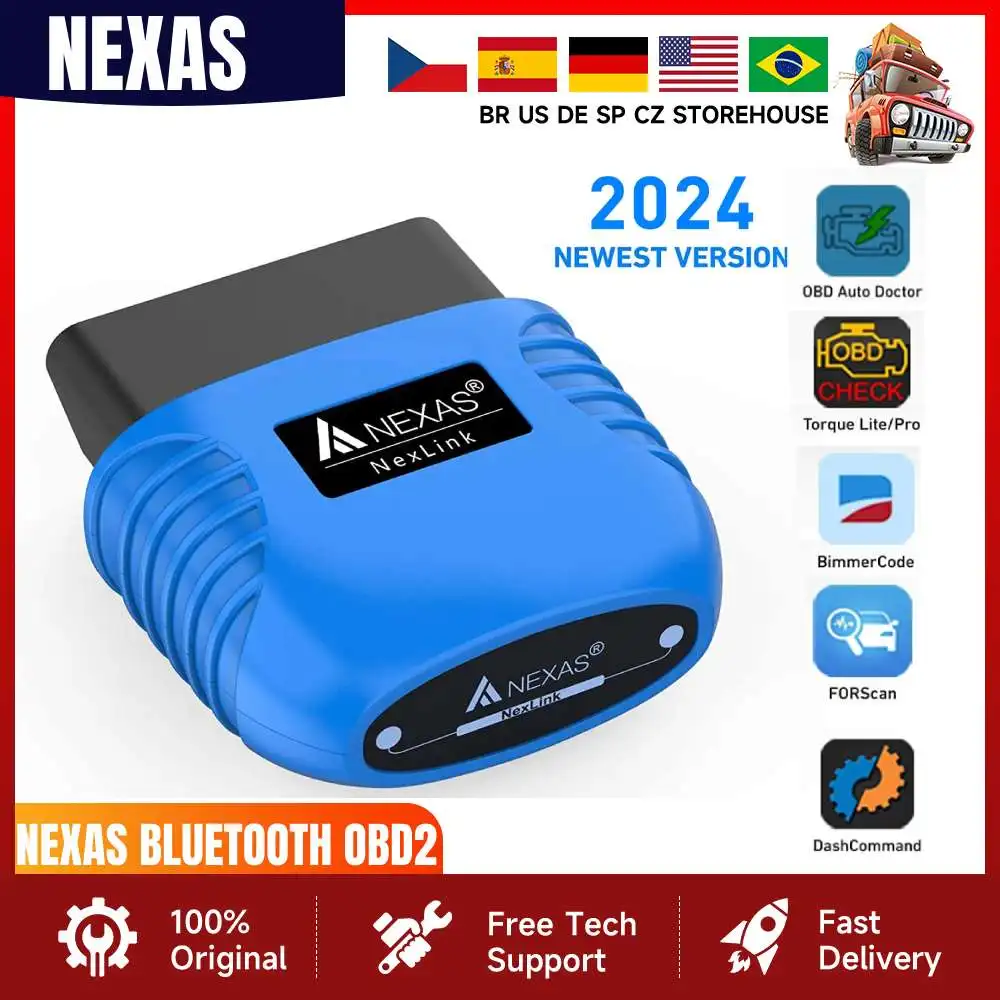 NEXAS Bluetooth OBD2 Scanner EOBD Motorcycle Car Diagnostic Tools Nexlink OBD 2 Scan Tool Code Reader for iOS Android Windows