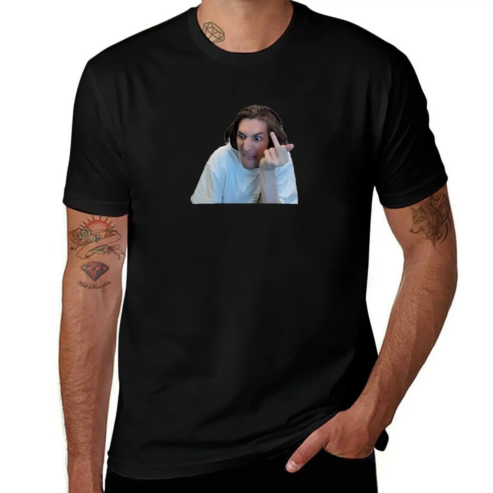 xQc Finger T-Shirt Casual Light Summer Short Sleeve Top T-Shirt