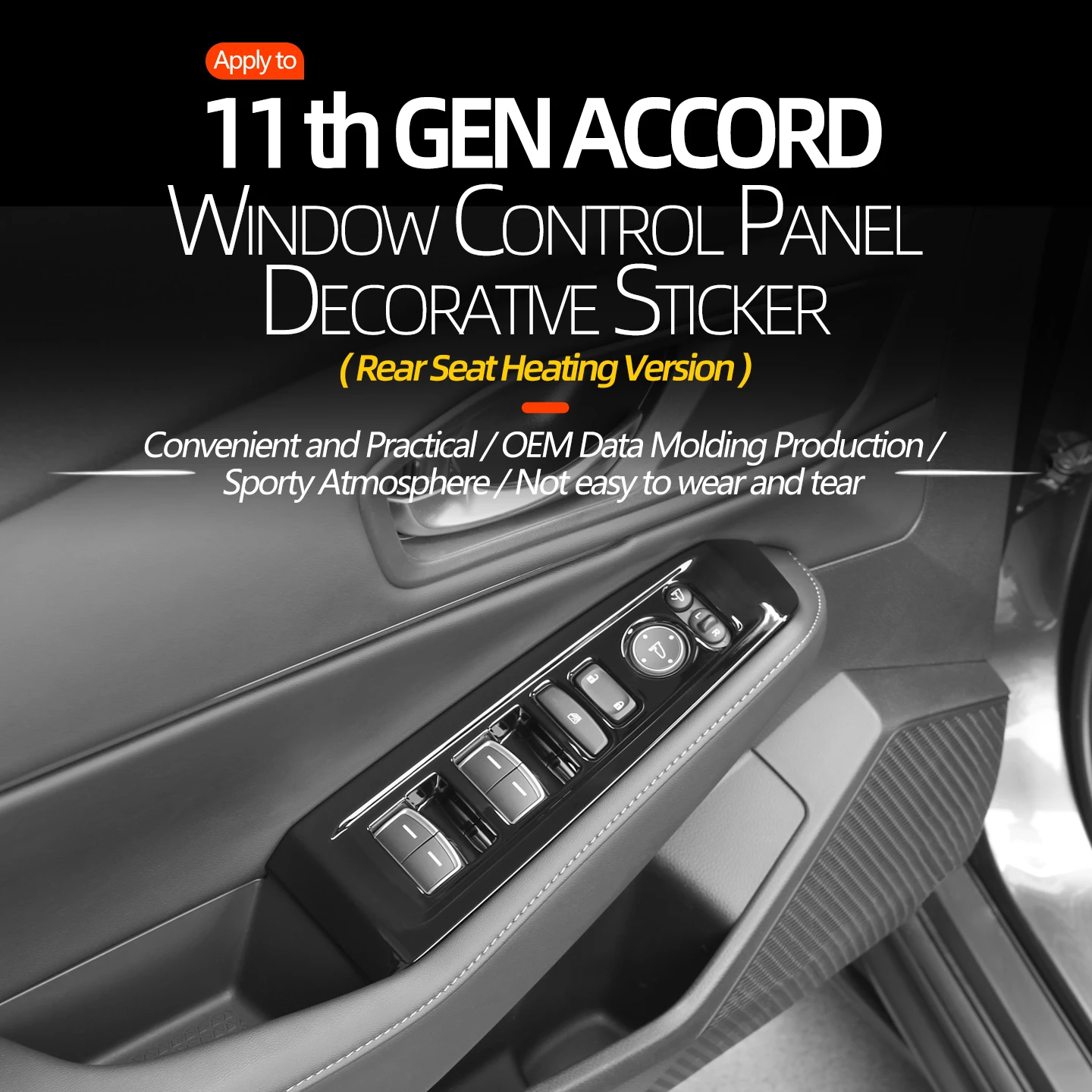 

Для Honda 11th Accord Sedan 2022 2023 2024 2025 автомобильный переключатель стеклоподъемника, крышка панели управления, обогрев сиденья, доступная версия