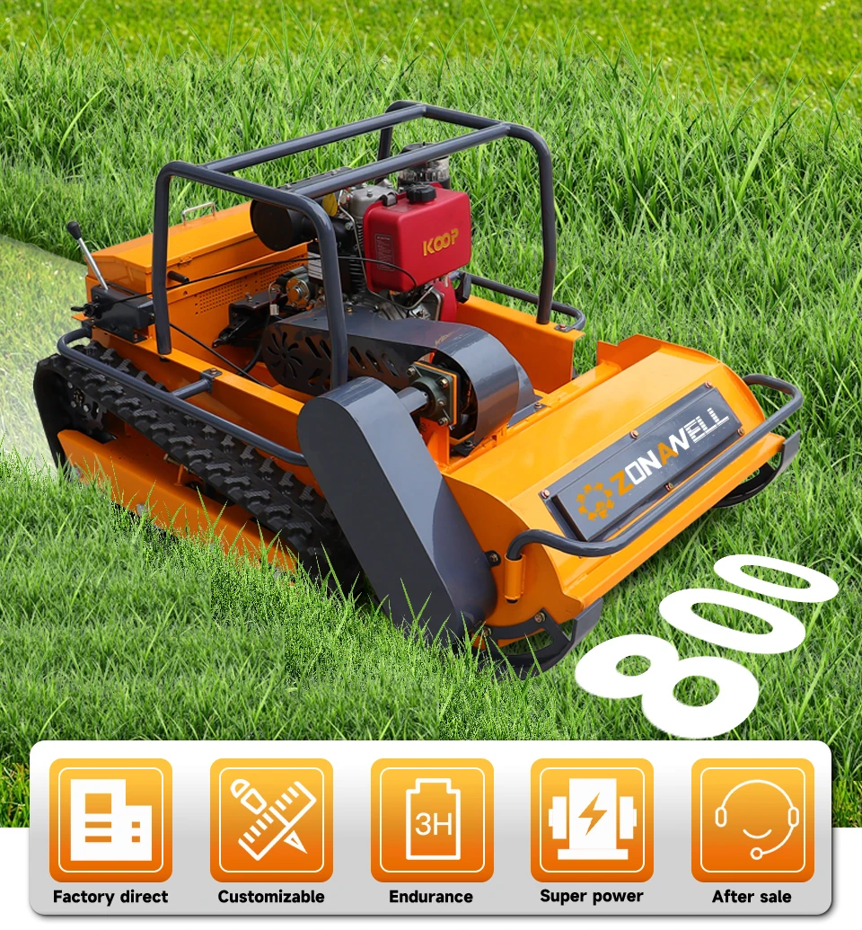 중국산 플레일형 지능형 원격 제어 잔디 깎는 기계 할인 판매, 다양한 맞춤 제작 및 다양한 폭 지원