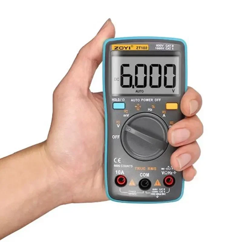 ZT102 True RMS Digital Multimeter, AC/DC Voltage Current Temperature Resistance Capacitance Tester