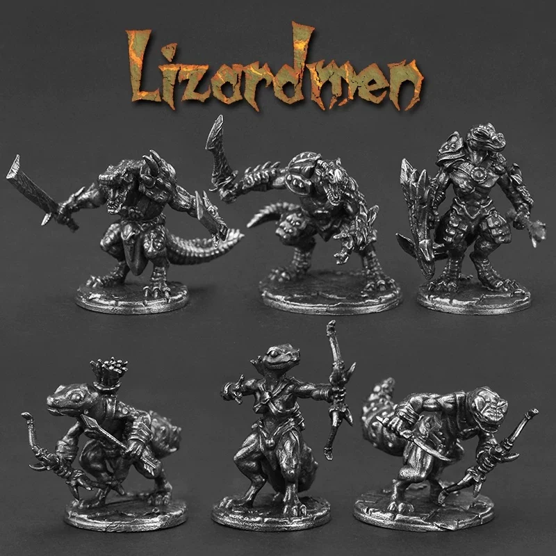 White Brass Animal lizard warrior Soldiers Minature Figurines Metal Men Toy Collection Models Tabletop War Game Chess Piece Gift