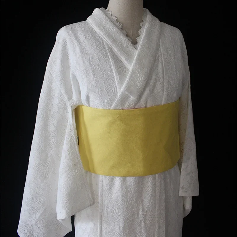 Kimono giapponese da donna Cintura in tela tinta unita Obi con baccello accessori tradizionali Yuakta Abito a vita larga