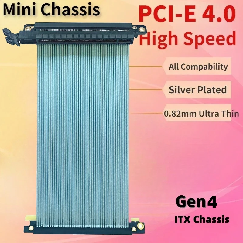 Mini Chassis PCIe 4.0 X16 Silver-Plated Riser Cable for Graphics Card ITX A4 PC Case PCI-E 4.0 Double Reverse GPU Extension Gen4