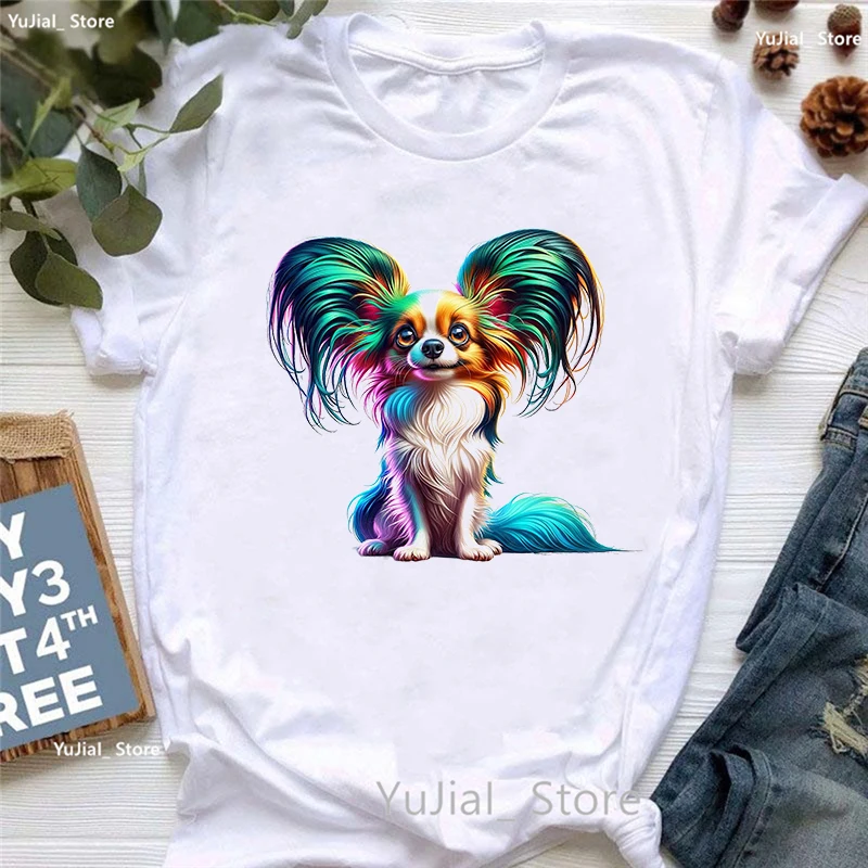 Papillon Butterfly Animal Printed T Shirt Girls Funny Casual Tshirt Women Harajuku Kawaii Clothes Summer T-Shirt Female