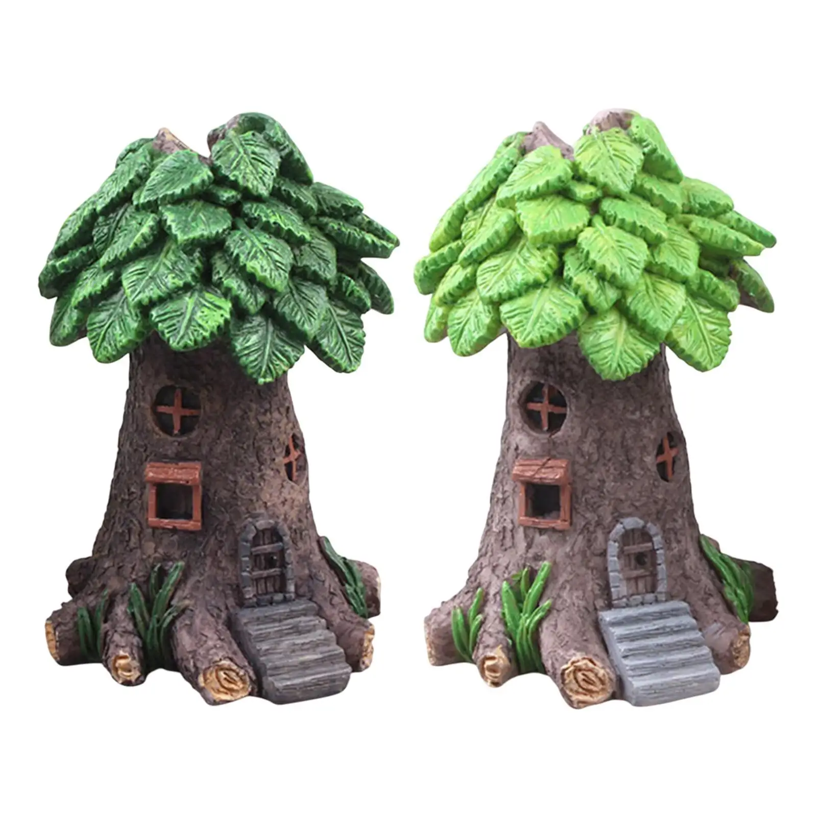 Tree House Decor Fish Tank Ornament, Garden Statue, Landscaping Miniature Tree Fairy House, Aquarium Decoration